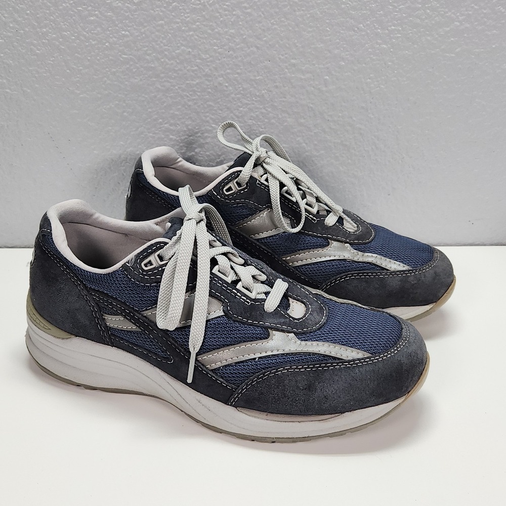 SAS Mens Journey Mesh Walking Shoes Blue Suede Sneakers Size 8M